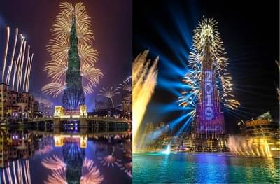 नववर्षाच्या स्वागतासाठी बुर्ज खलिफावर विद्युत रोषणाई