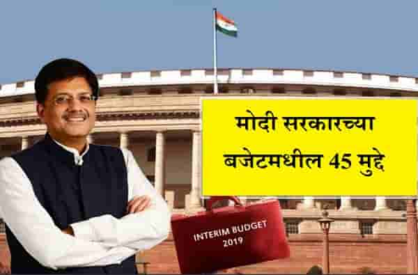 मोदी सरकारच्या शेवटच्या बजेटमधील 45 मुद्दे