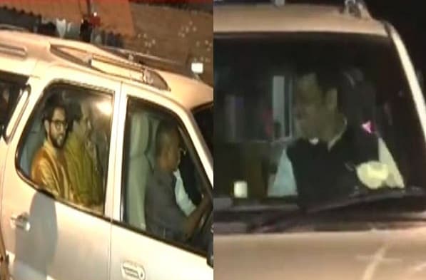 अमित शाह आणि ठाकरे पिता-पुत्र एकाच गाडीतून मातोश्रीच्या बाहेर