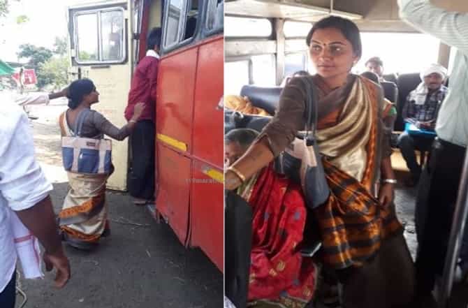 आधी रक्तदान करुन अर्ज भरला, आता एसटीतून प्रवास, वैशाली येडेंचा प्रचार