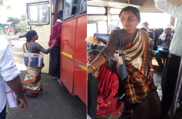 आधी रक्तदान करुन अर्ज भरला, आता एसटीतून प्रवास, वैशाली येडेंचा प्रचार आधी रक्तदान करुन अर्ज भरला, आता एसटीतून प्रवास, वैशाली येडेंचा प्रचार