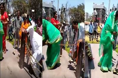 उदयनराजेंचं मातृप्रेम! आईचे पाय भाजू नये म्हणून स्वत: चप्पल दिली!