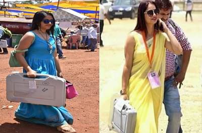 पिवळ्या साडीतील महिला अधिकाऱ्यानंतर आता निळ्या ड्रेसमधील अधिकाऱ्याचे फोटो व्हायरल