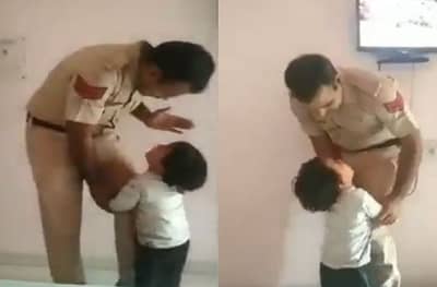 ड्युटीवर निघालेल्या पोलिसाला मुलाची मिठी, इमोशनल व्हिडीओ व्हायरल