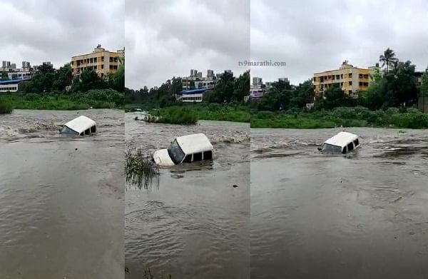 VIDEO : नवी मुंबईत ड्रायव्हरसह स्कार्पिओ नदीपात्रात अडकली