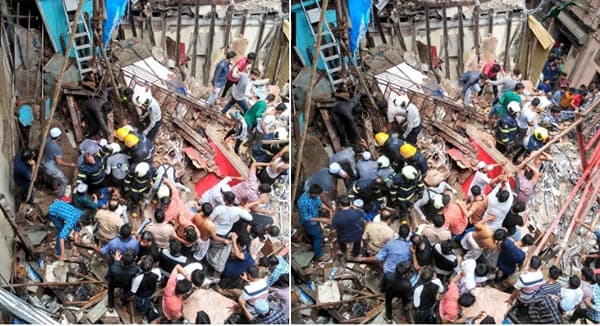 फोटो : मुंबईतील डोंगरीत 4 मजली म्हाडाची इमारत कोसळली