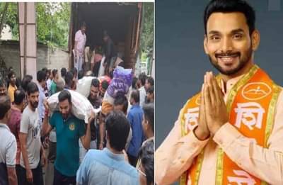 पूरग्रस्तांचं ओझं खांद्यावर, खासदार धैर्यशील मानेंनी ट्रकमधील पोती स्वतः उतरवली