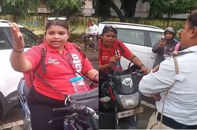 VIDEO : डिलिव्हरी गर्लची गुंडगिरी, भररस्त्यात पोलिसांना अर्वाच्च्य शिवीगाळ