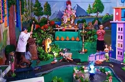 घरगुती गणेशोत्सव देखाव्यातून वृक्षलागवडीचा संदेश