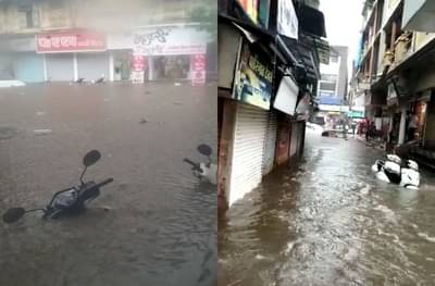 नाशकात परतीच्या पावसानं थैमान, अनेक ठिकाणी वाहनं पाण्याखाली