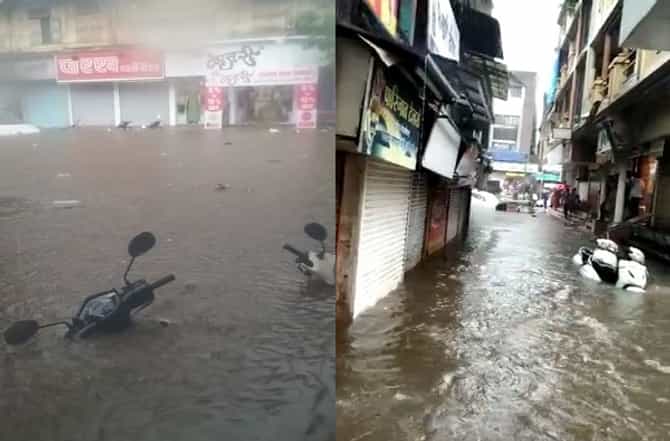 नाशकात परतीच्या पावसानं थैमान, अनेक ठिकाणी वाहनं पाण्याखाली
