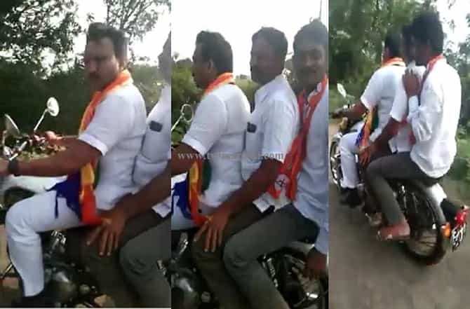 खासदार महोदय बुलेटवर ट्रिपल सीट, शिवसेनेच्या खासदाराला दंड कोण ठोठावणार?