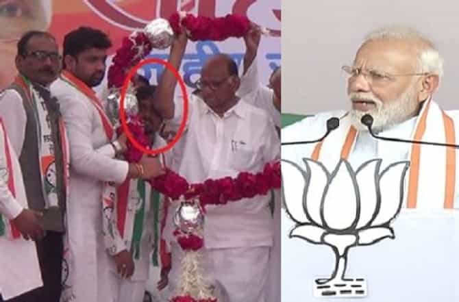 कार्यकर्त्याला कोपर, नरेंद्र मोदींची शरद पवारांना कोपरखळी