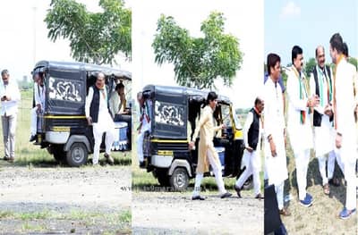 काँग्रेस नेत्यांना गाडी मिळेना, माणिकराव ठाकरेंची धावपळ, रिक्षातून राहुल गांधींच्या स्वागताला