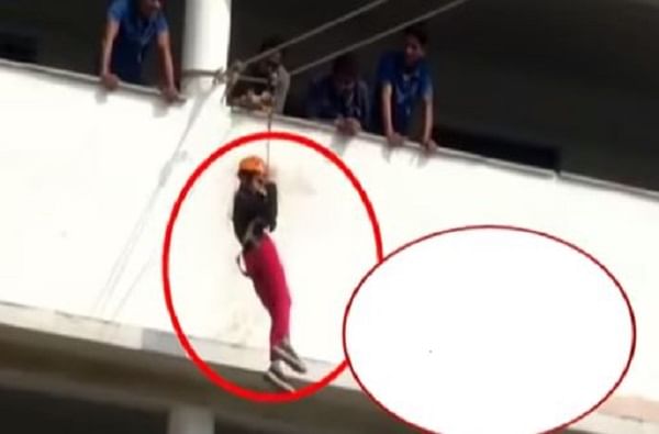 VIDEO : अॅडवेंचर स्पोर्टसदरम्यान विद्यार्थिनी दुसऱ्या मजल्यावरुन पडली