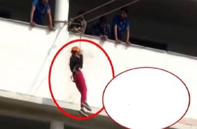 VIDEO : अॅडवेंचर स्पोर्टसदरम्यान विद्यार्थिनी दुसऱ्या मजल्यावरुन पडली