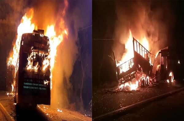 उत्तर प्रदेशमधील भीषण अपघातात 20 जणांचा मृत्यू, बस आणि ट्रक जळून खाक