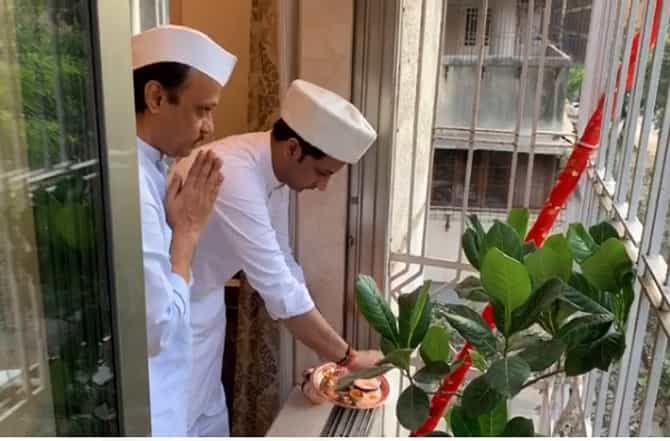 अजित पवारांचा साधेपणाने गुढीपाडवा, मोदी-शाहांच्या मराठीत शुभेच्छा