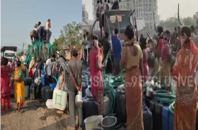ना मास्क, ना सोशल डिस्टन्सिंग, पुण्यातील उरुळी गावात टँकरभोवती नागरिकांची झुंबड