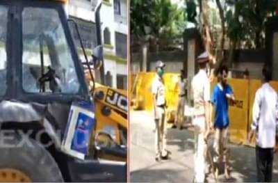 मातोश्रीमध्ये जाण्यासाठी आक्रमक, माथेफिरु तरुणाचा गोंधळ, जेसीबीवर दगडफेक