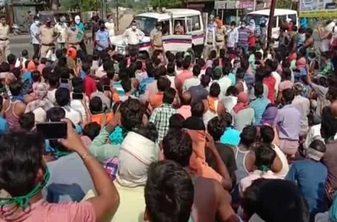 चंद्रपुरात हजारो मजुरांची धडकी भरवणारी गर्दी, मजुरी नाही, रेशन संपल्याने प्रवास करु देण्याची मागणी