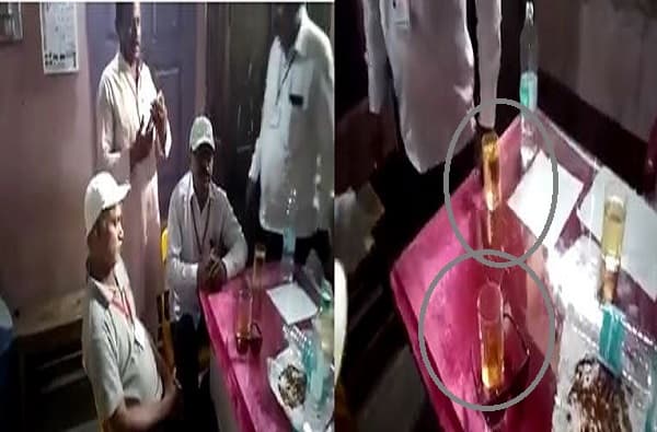 गाव कोमात अन प्रशासनाची दारु पार्टी जोमात, सोलापुरात ग्राम पंचायतीत अधिकाऱ्यांची दारु पार्टी