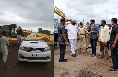 फॉर्च्युनरवर पोकलेन कोसळून अपघात, ताफा थांबवून शरद पवारांकडून विचारपूस!
