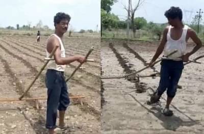 कॅन्सरने मुलगा हिरवला, पत्नीचं सोनं विकून पेरणी, बैलाऐवजी स्वत:ला जुंपून मशागत