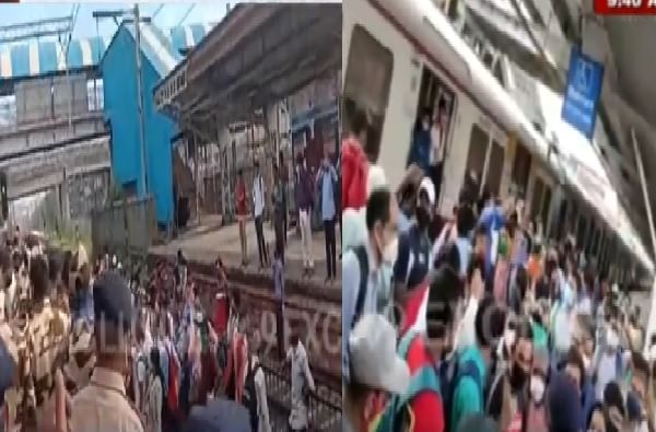 नालासोपारा स्टेशनवर प्रवाशांचा उद्रेक, रेल्वे रुळांवर उतरत लोकल अडवली