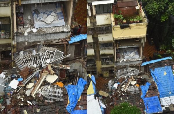 मुंबईत मुसळधार पावसाने इमारतीचे 2 मजले कोसळले, घरांतील माणसं धावतपळत बाहेर