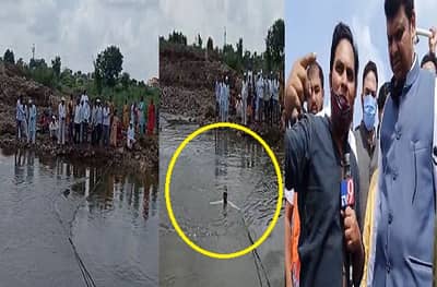 गावकरी पलिकडे, फडणवीस अलिकडे, पूल वाहून गेल्याने शेतकरी पोहत-पोहत फडणवीसांच्या भेटीला