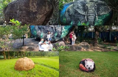 Photos : पालिकेच्या उद्यानांचा कायपालट, पडीक दगडांचं आकर्षक पाषाण चित्रांमध्ये रुपांतर