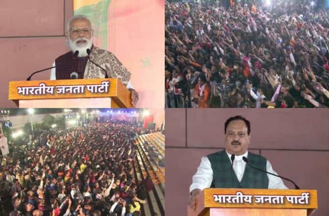 Photos | बिहारमधील विजयानंतर भाजपची दिल्ली मुख्यालयात धन्यवाद रॅली
