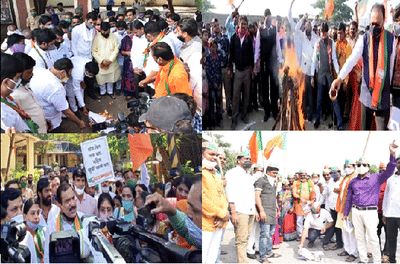 Photo | नाकर्त्या राज्य सरकारला वठणीवर आणण्यासाठी वीज बिलाची होळी, भाजपचं राज्यभर आंदोलन