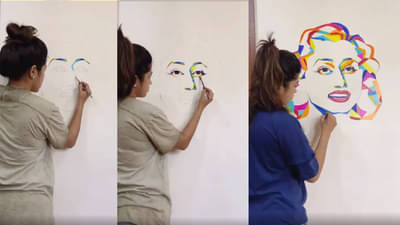 PHOTO | ‘शी मेड माय वॉल हॅप्पी’, संस्कृती बालगुडेनं घराच्या भिंतीवर रेखाटलं ‘मधुबाला’चं चित्र!