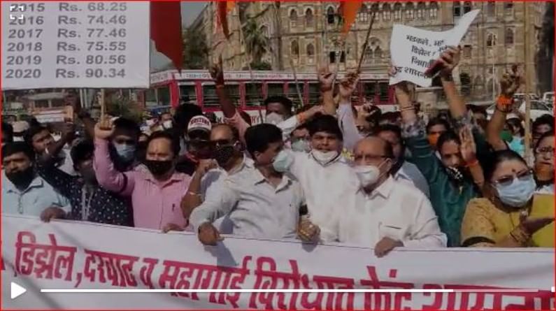 Shiv Sena agitation in Mumbai against LPG Petrol Diesel rate hike