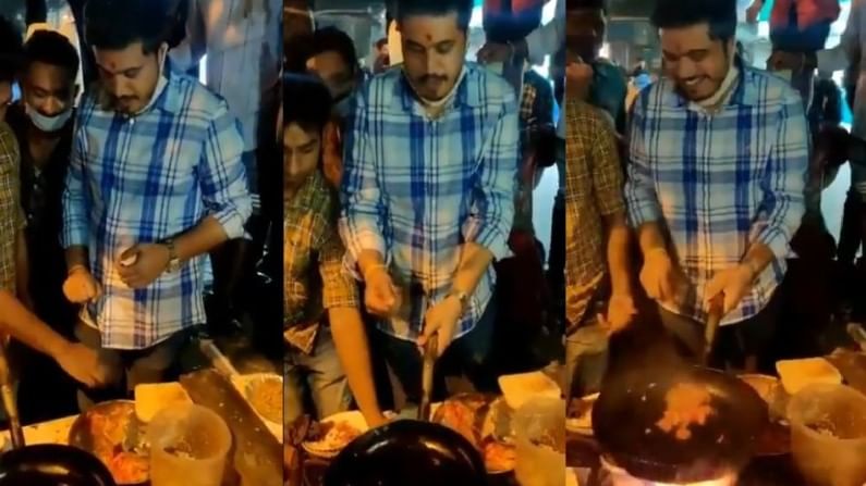 Rohit Pawar | जेव्हा रोहित पवार हातगाडीवर स्वत: अंडा भुर्जी बनवतात...