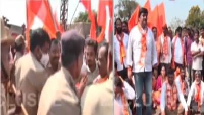 बेळगावात भगवा फडकवण्यावर शिवसैनिक ठाम, सीमेवर कर्नाटक पोलिसांसोबत झटापट