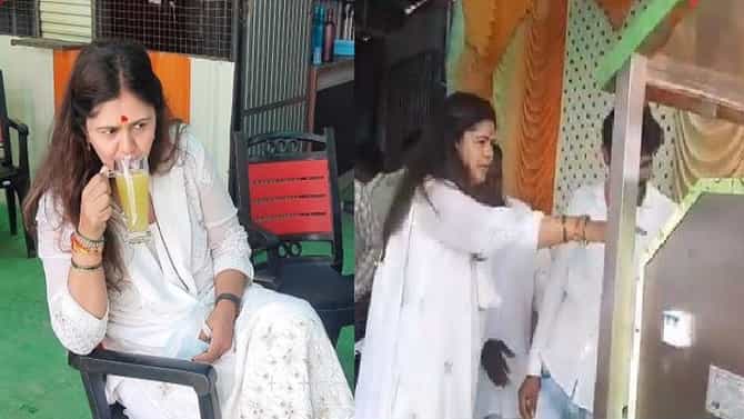 VIDEO : माजी मंत्री पंकजा मुंडे अचानक गारवा रसवंती गृहात