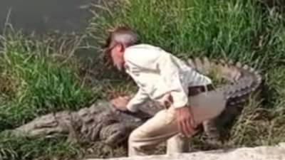 मगरीशी बोलत पाठीवर फिरवत होता हात, नंतर असं काही झालं की VIDEO पाहून तुम्ही थक्क व्हाल