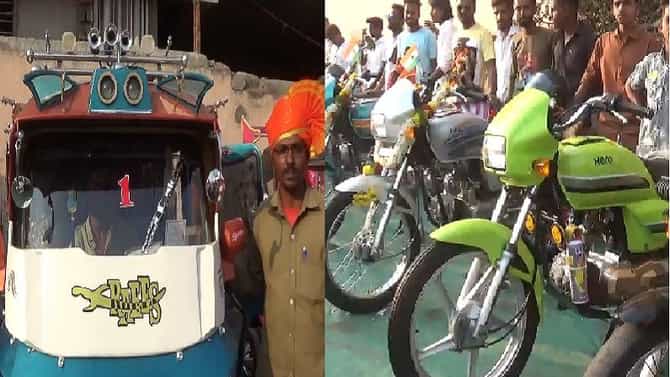 इचलकरंजीत अप्सरा आल्या, रिक्षा-स्प्लेंडर बाईक्सची अनोखी सौंदर्य स्पर्धा