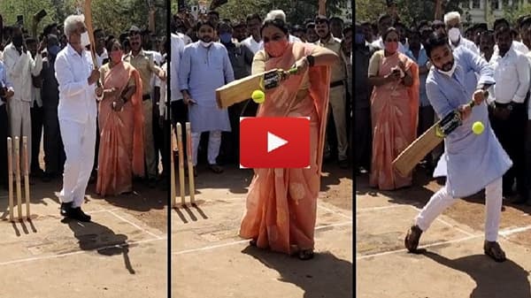 VIDEO | आमदाराची बॉलिंग, तिघा मंत्र्यांची बॅटिंग, सांगलीच्या पीचवर शिवसेना-काँग्रेसच्या दिग्गजांची फटकेबाजी