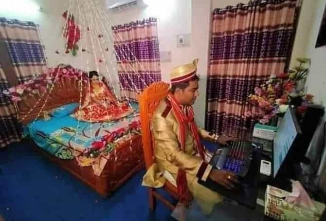 एका लग्नाची अशीही गोष्ट! लग्न करून घरी येताच, कॉम्प्युटर सुरू करून त्याचं वर्क फ्रॉम होम सुरू; नवरी पाहातच राहिली!