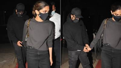 PHOTOS: दीपिका पादुकोण आणि रणवीर हातात हात घेऊन बाहेर, मॅचिंगमध्ये दोघांचा स्टाईलिश लुक