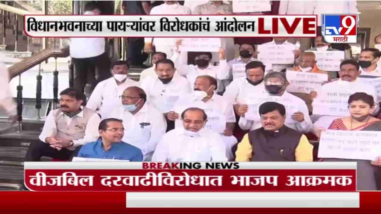 Maharashtra Budget Session | विधानभवनाच्या परिसरात भाजप आमदारांचं ठिय्या आंदोलन