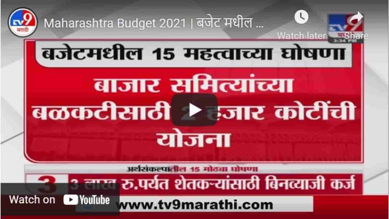 Maharashtra Budget 2021 | बजेट मधील 15 महत्वाच्या घोषणा