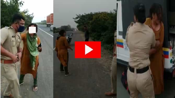 Dhule | मुंबई-आग्रा महामार्गावर भररस्त्यात मद्यधुंद महिलेचा धिंगाणा, पोलिसांनाही धक्काबुक्की