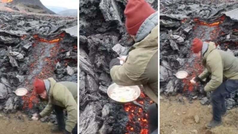 VIDEO: 800 वर्षांनंतर ज्वालामुखीचा उद्रेक, त्याच लाव्हारसावर जेवण करुन खाणारा बहाद्दर, व्हिडीओ पाहा...