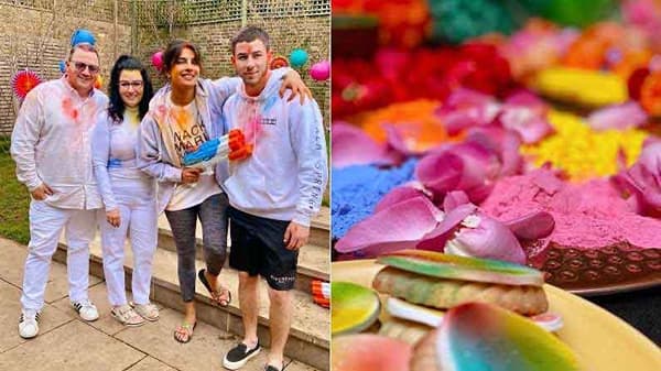 Holi 2021 | ‘देसी गर्ल’ने परदेशात साजरी केली धमाल होळी, पती निकसह सासू-सासऱ्यांना लावला रंग!