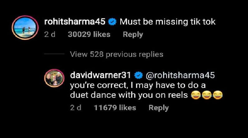 Rohit Sharma Comment on David warner